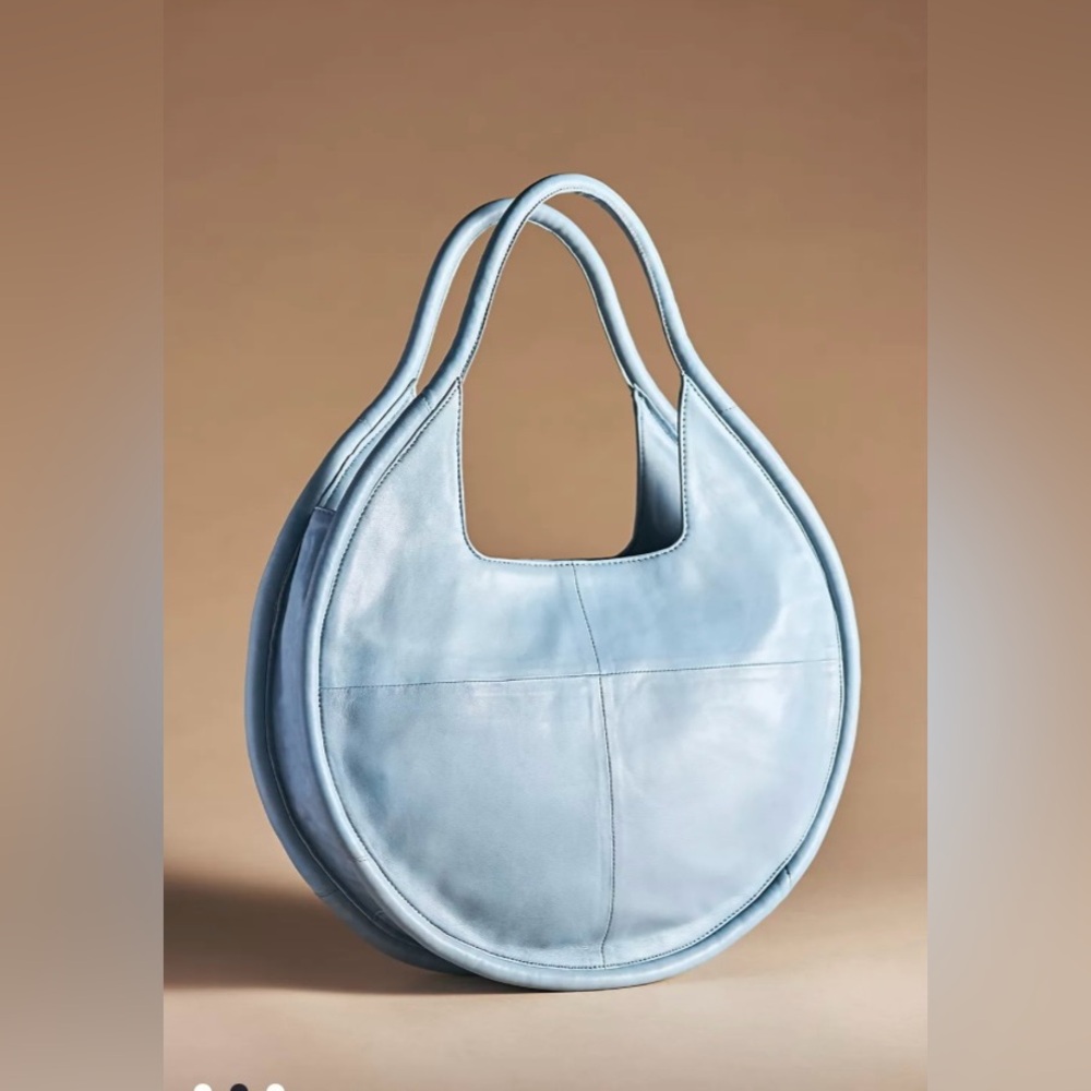 Anthropologie light blue leather tote bag